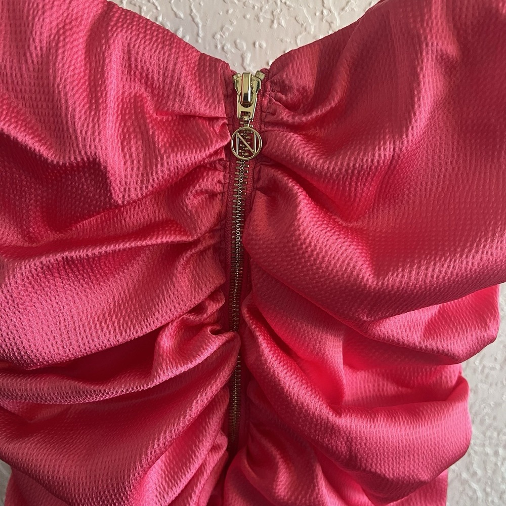 Nookie Pink Mini Utopia L NWT Cutout Ruched Gold Adjustable Straps Zip Back - Picture 7 of 12